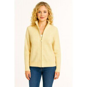 Marshall Fields Cashmere Full Zip Cardigan Sweater Womens Large Yellow
